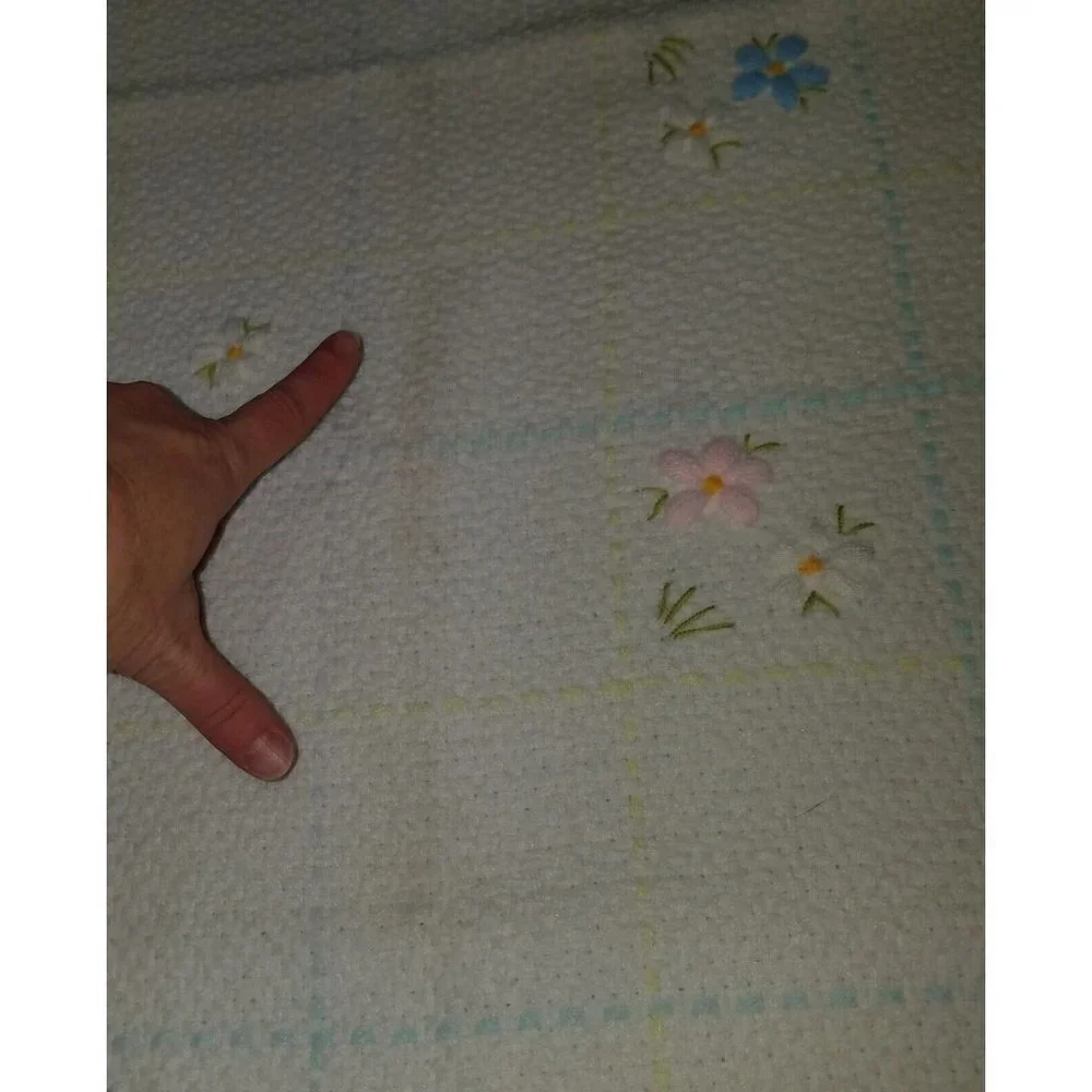 VTG NWT Knit Flowers Baby Blanket 100% Acrylic Copertina Italy Lipman's NOS Flaw
